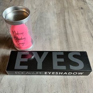Set of Brand New Focallure Eyeshadow Palette and Beauty Blender. New in Package.